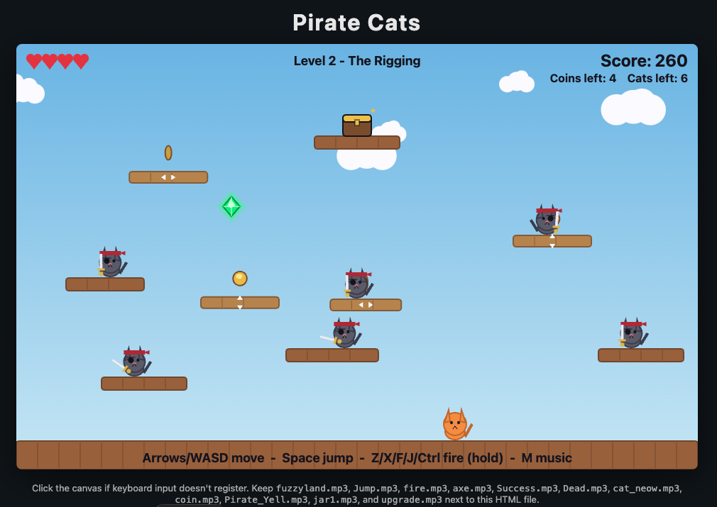 Pirate Cats — Python platformer game